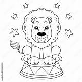 Coloring Page Outline Of Cartoon Lion In circus Book For Kids  sketch template