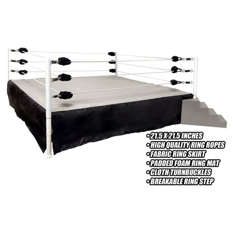 Figures Toy Company WWE AEW Compatible Wrestling Ring with Metal Posts ...