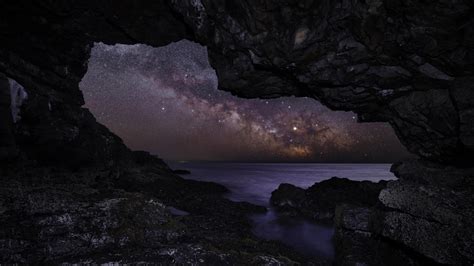 nature, Night, Stars, Milky Way, Sea, Rock, Rocks, Long exposure Wallpapers HD / Desktop and ...