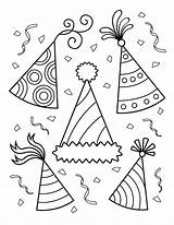 Happy Birthday Party Hat Coloring Page sketch template