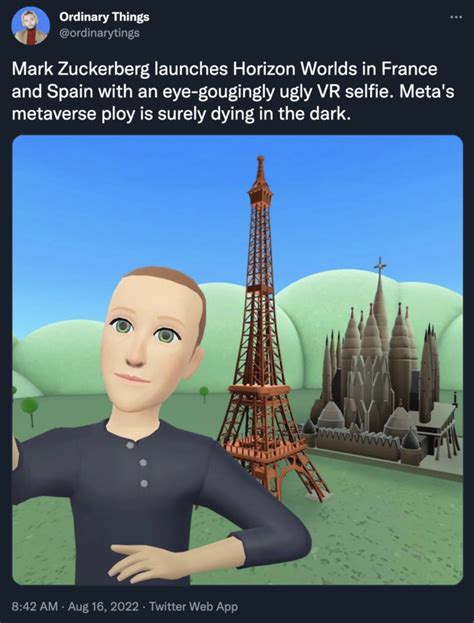 Mark Zuckerberg Metaverse Selfie in front of Eiffel Tower in Paris, France | Mark Zuckerberg's ...