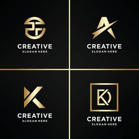 Golden set logo design inspiration, letter, gold, shape, modern, abstract, collection, Premium ...