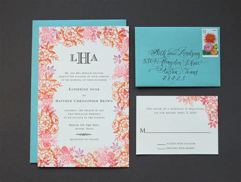 DIY Rubber Stamp Floral Wedding Invitations