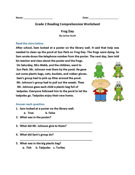 free printable second grade reading comprehension worksheets k5 ...