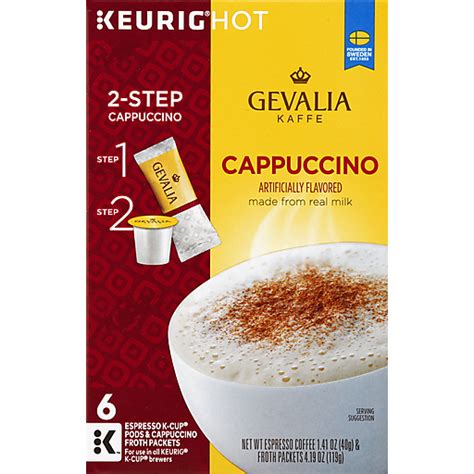 Gevalia Cappuccino, 2-Step, K-Cup Pods & Froth Packets 6 ea | Single ...