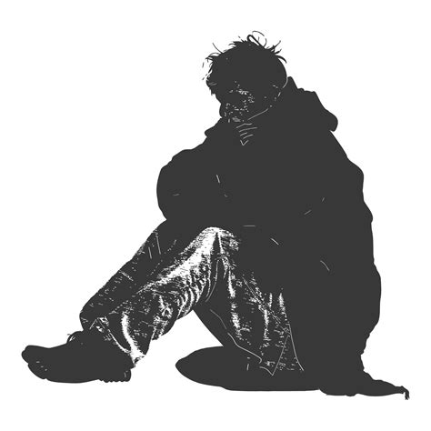 AI generated Silhouette homeless black color only full body 40699727 PNG