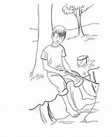 Boy Fishing Coloring Page  Nation sketch template