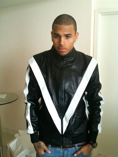 Exclusive Game: CHRIS BROWN IN CUSTOM EXCLUSIVE GAME BLACK AND WHITE LAMB THRILLER JACKET! DOPE!