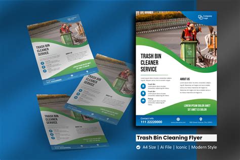 Trash Bin Cleaning Flyer Template By rivatxfz | TheHungryJPEG