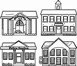 Restaurant School Police Building Coloring Page  Wecoloringpagecom sketch template