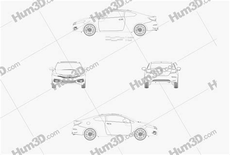 Honda Civic coupe 2014 蓝图 - 3DModels.org