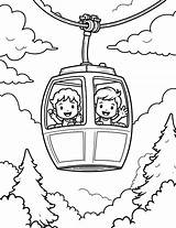 Cable car Surrounded By Trees coloring Page sketch template