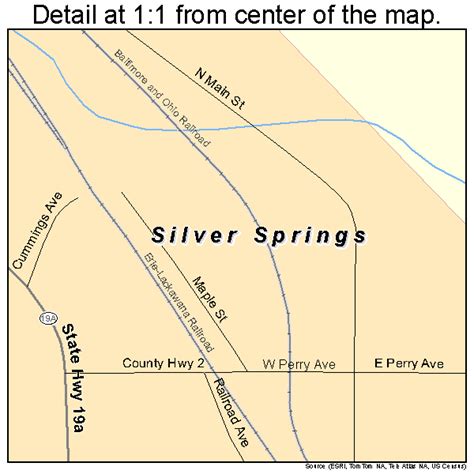 Silver Springs New York Street Map 3667466