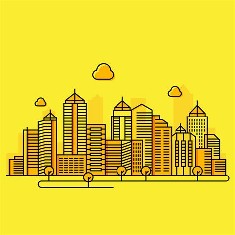 City line illustration on yellow background 2034747 Vector Art at Vecteezy