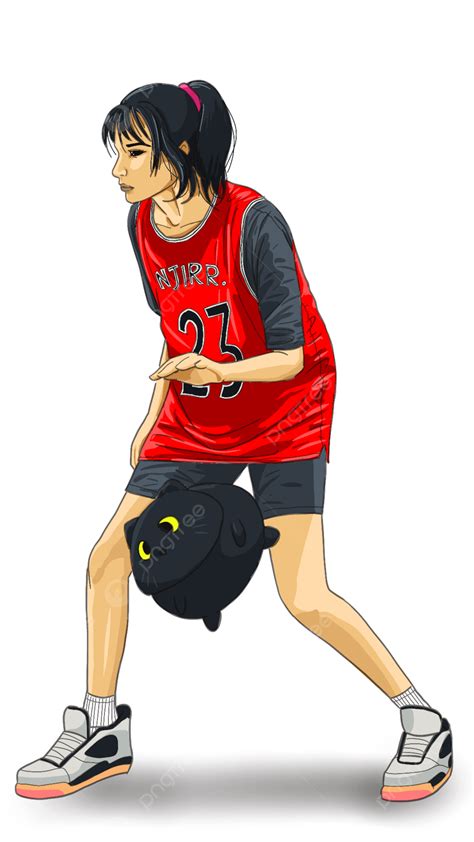 Gambar Gadis Bermain Bola Basket, Ilustrasi, Bola Basket, Gadis PNG ...