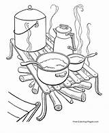 Campfire Cooking Camping coloring Page sketch template