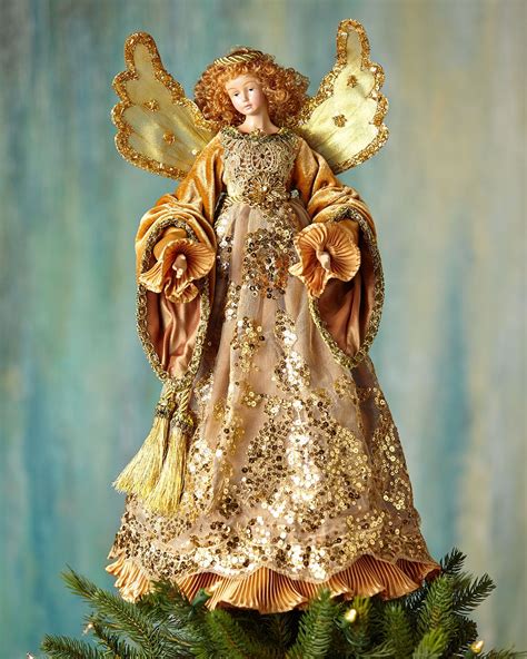 Katherines Collection Golden Angel Christmas Tree Topper | Angel christmas tree topper ...