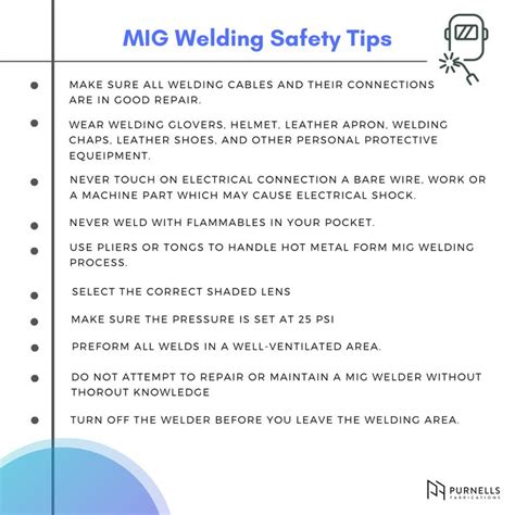 MIG Welding Safety Tips - Purnells Fabrications | Metal fabrication, Safety tips, Welding tips