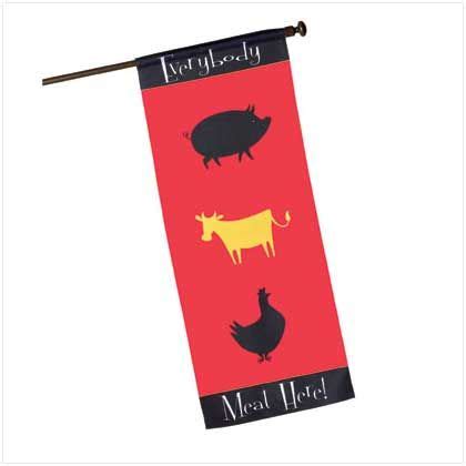 Everybody Meat Here Banner | Flag banner, Party flags, Bbq theme