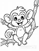 Animal Outline Clipart monkey Sitting On A Branch coloring Page sketch template