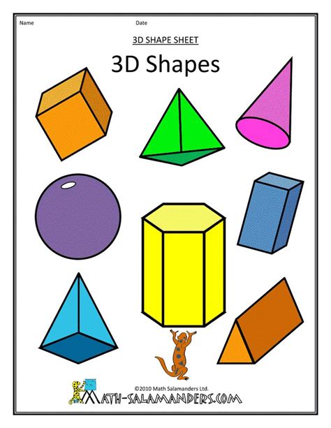 Free Printable Three Dimensional Shapes