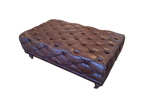 Brown Tufted Leather Rectangular Ottoman | Tufted leather ottoman, Leather ottoman, Tufted leather