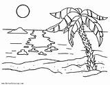 Palm Tree Coloring Pages With Sunset  Free Printable sketch template