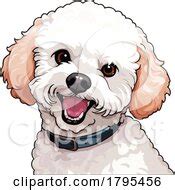 Clipart Cute Bichon Frise Maltese Puppy Dog In A Basket Bed - Royalty Free Vector Illustration ...