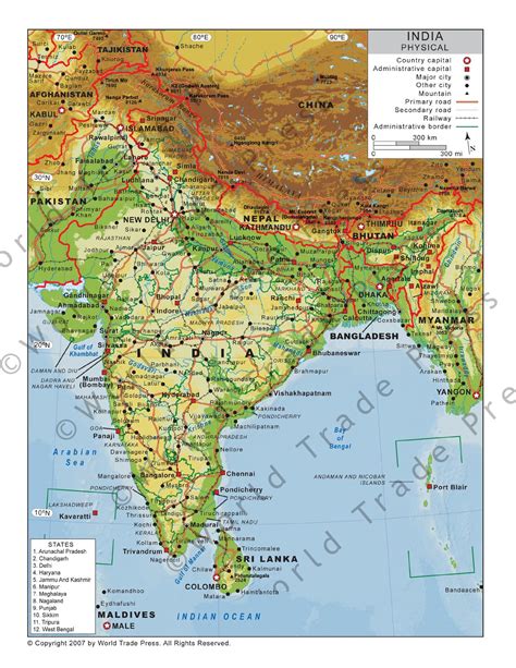 Physical Map of India | India map, Physical map, Physics