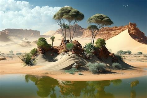 Premium Photo | Landforms typical of a desert including oasis