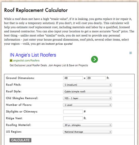 Roof Replacement Calculator | Cyndi Carver Real Estate