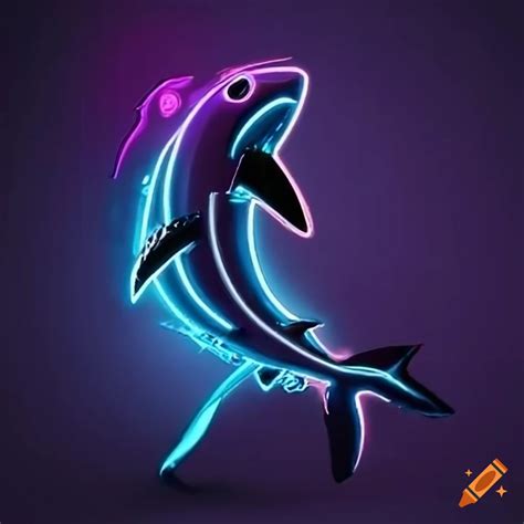 Neon cyberpunk shark logo