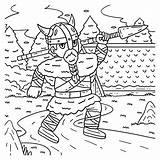 Premium Vector  Viking Carrying Spear Coloring Page For Kids sketch template