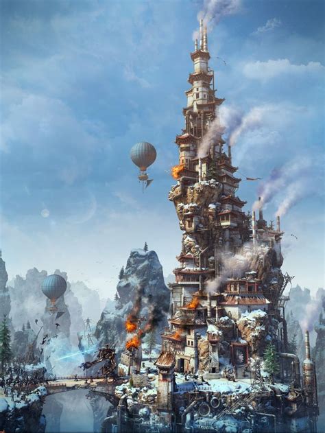 Steam Mage Tower by Alex04Se | Paysage fantastique, Art steampunk, Ville steampunk