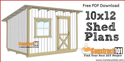 10x12 Lean To Shed Plans - Construct101 | Lean to shed, Shed plans, 10x12 shed plans