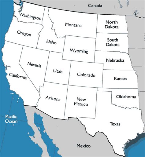 Map Western States of the United States Worksheet