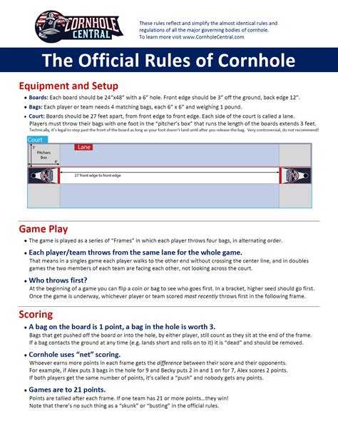 Cornhole Rules and Scoring - Cornhole Central