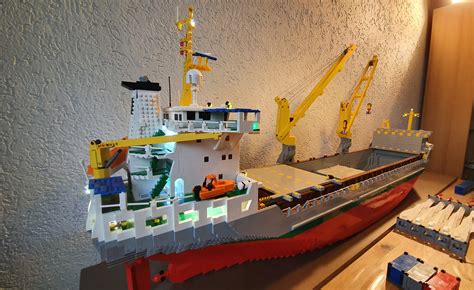 Finally finished this lego cargo ship (more info in the comments) : r/lego