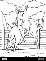 Bull Coloring Riding Pages Bucking Printable Drawing Kids Print Color  sketch template