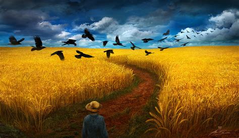 Wheatfield With Crows Digital Art by Alex Ruiz