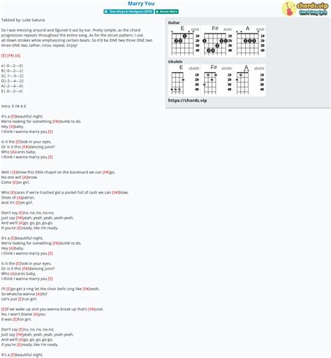 Chord: Marry You - tab, song lyric, sheet, guitar, ukulele | chords.vip