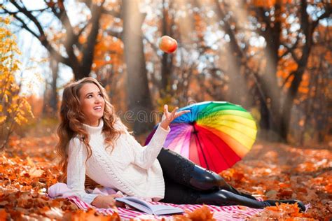 Girl in autumn forest stock image. Image of fall, october - 134029063