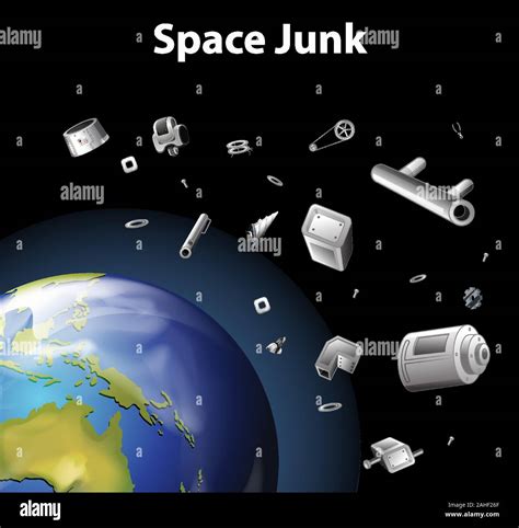 Scene with space trash in the space illustration Stock Vector Image ...