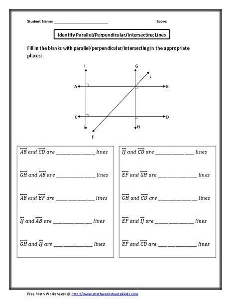 Identifying Parallel And Perpendicular Lines Worksheet