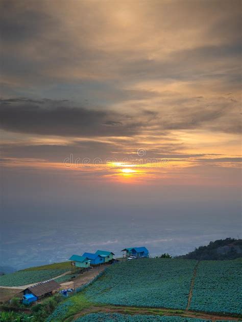 The Sun is Setting at the Village on the Hill, Birds Eye View Photo of Phu Tub Berk Phetchabun ...