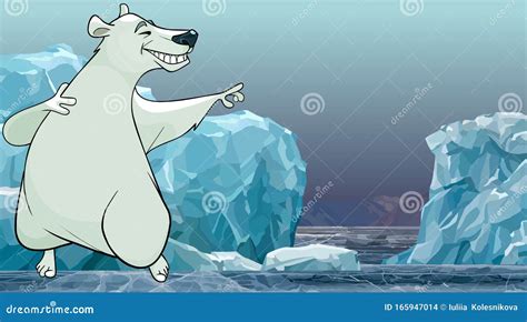 Cartoon Smiling Polar Bear Stands in Ice Stock Vector - Illustration of ...