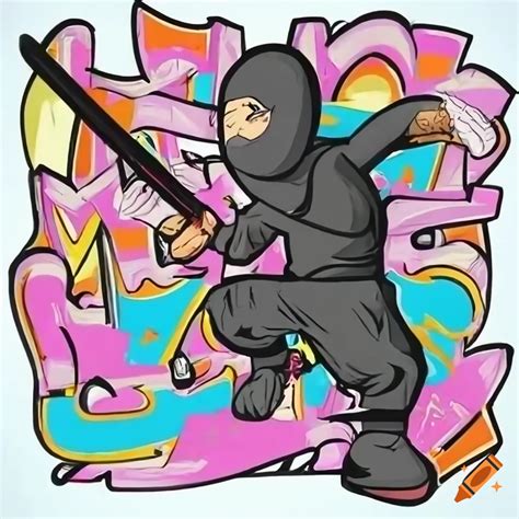 Graffiti character with phat pants and katana sword on Craiyon