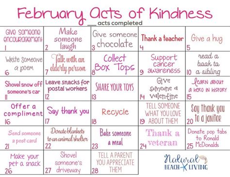 12+ Random Acts of Kindness Calendar for the Whole Year - Natural Beach ...