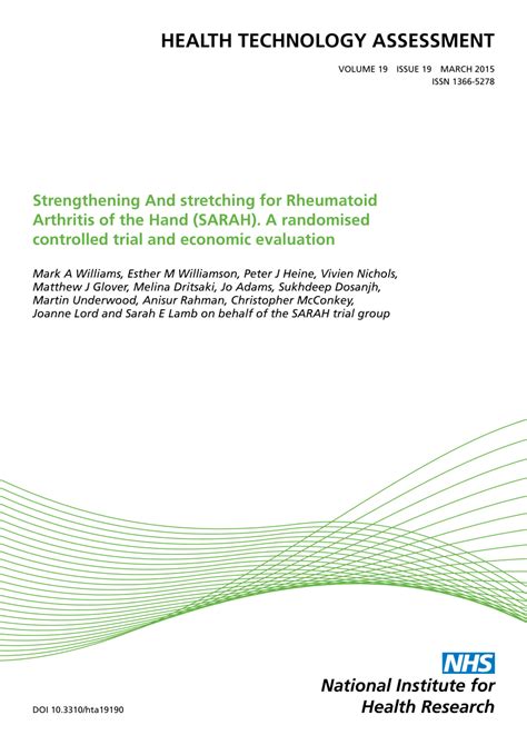 (PDF) Strengthening And stretching for Rheumatoid Arthritis of the Hand (SARAH). A randomised ...