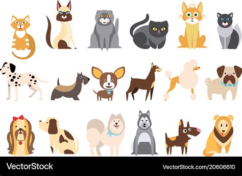 Cartoon collection of funny cats and dogs Vector Image